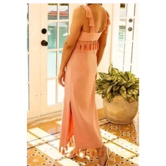 NWT Antonio Melani Nat Note Linen Maxi Dress Cece Tassel Women's 12 Pink NWI - Picture 2 of 16